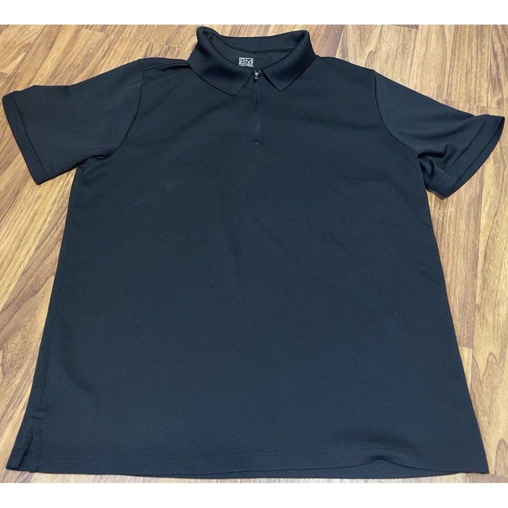 Refined Matter 1/4 Zip Polo Shirt Mens Large Black Recycled Polyester Knit